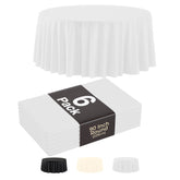 90 In. Premium Round White Plastic Table Covers | 6 Pack
